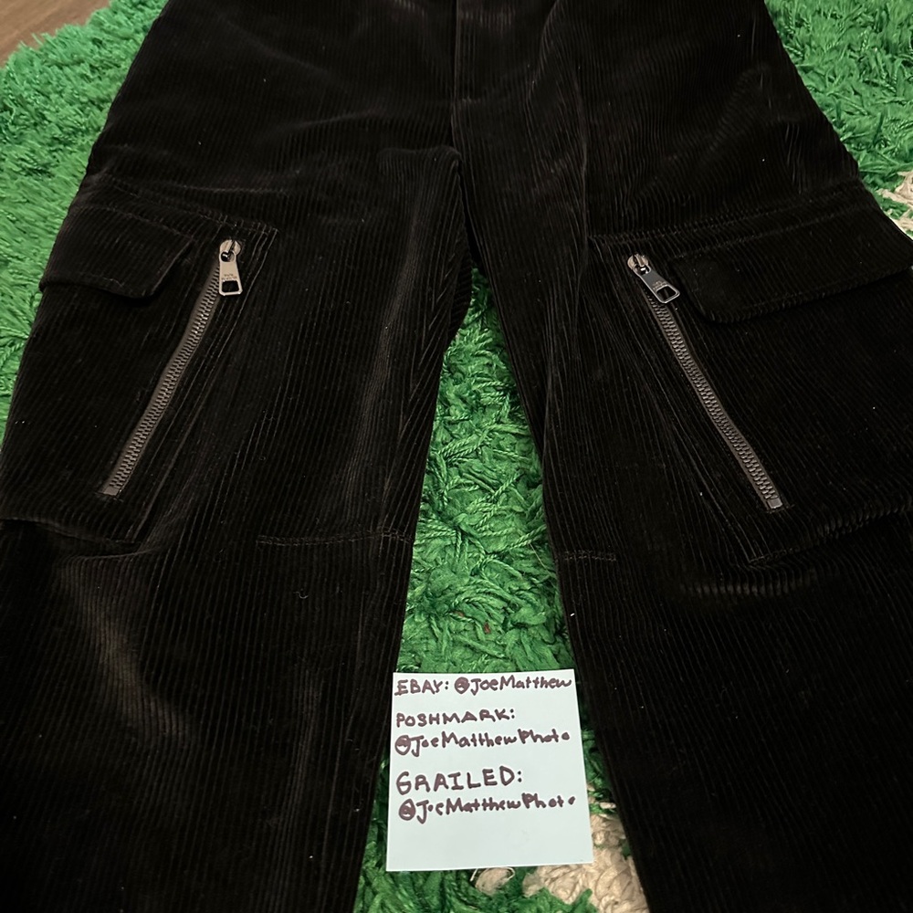 Black Corduroy Pants with Zipper Pockets